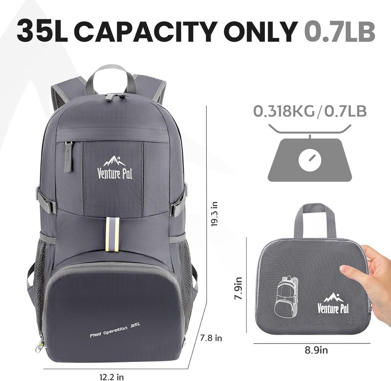 Venture Pal 35L Ultralight Lightweight Packable Foldable Travel Camping Hiking Outdoor Sports Backpack Daypack - Image 5